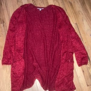 Oversized fuzzy red sweater